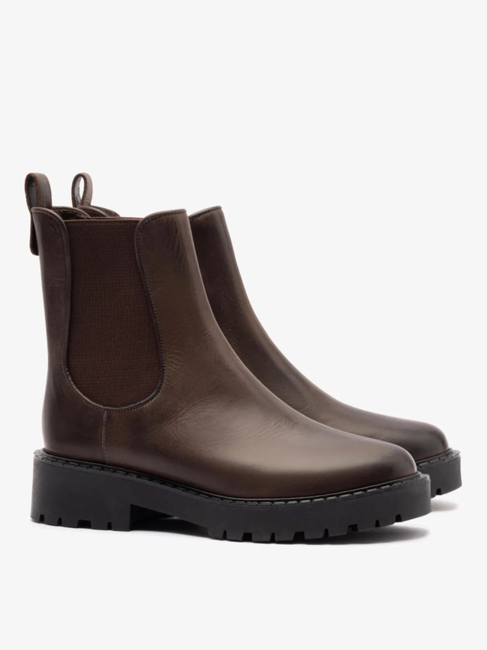 Larroude Brown Chelsea Lug Boots Size 10